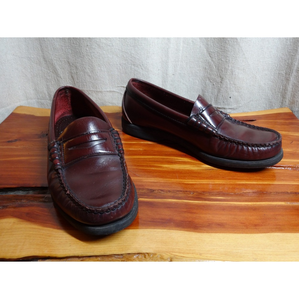 Sebago Penny Loafers Womens 8.5 Burgundy Leather Handsewn USA Preppy Classic